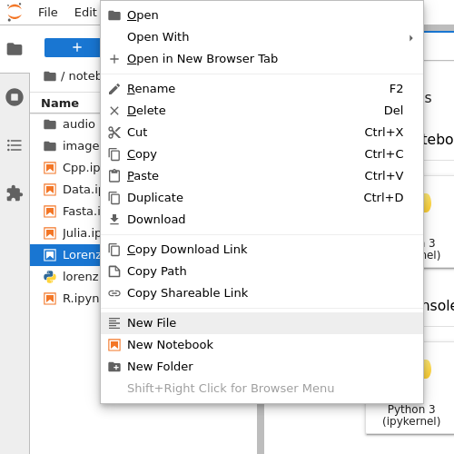 Default context menu