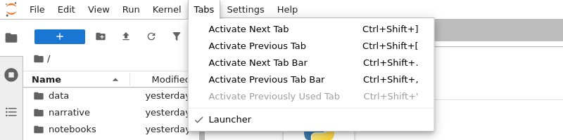 Default menu bar