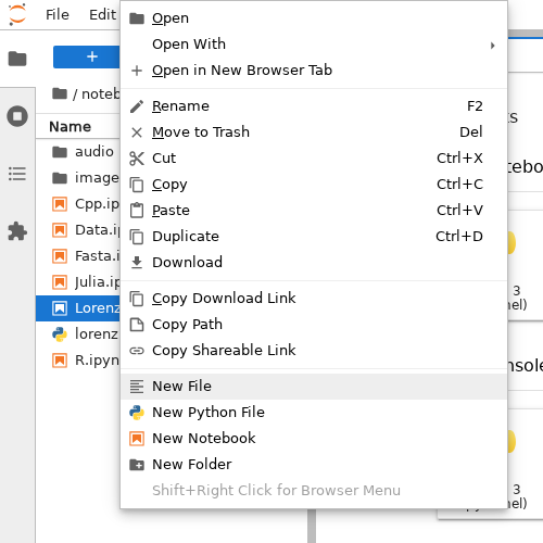 Default context menu