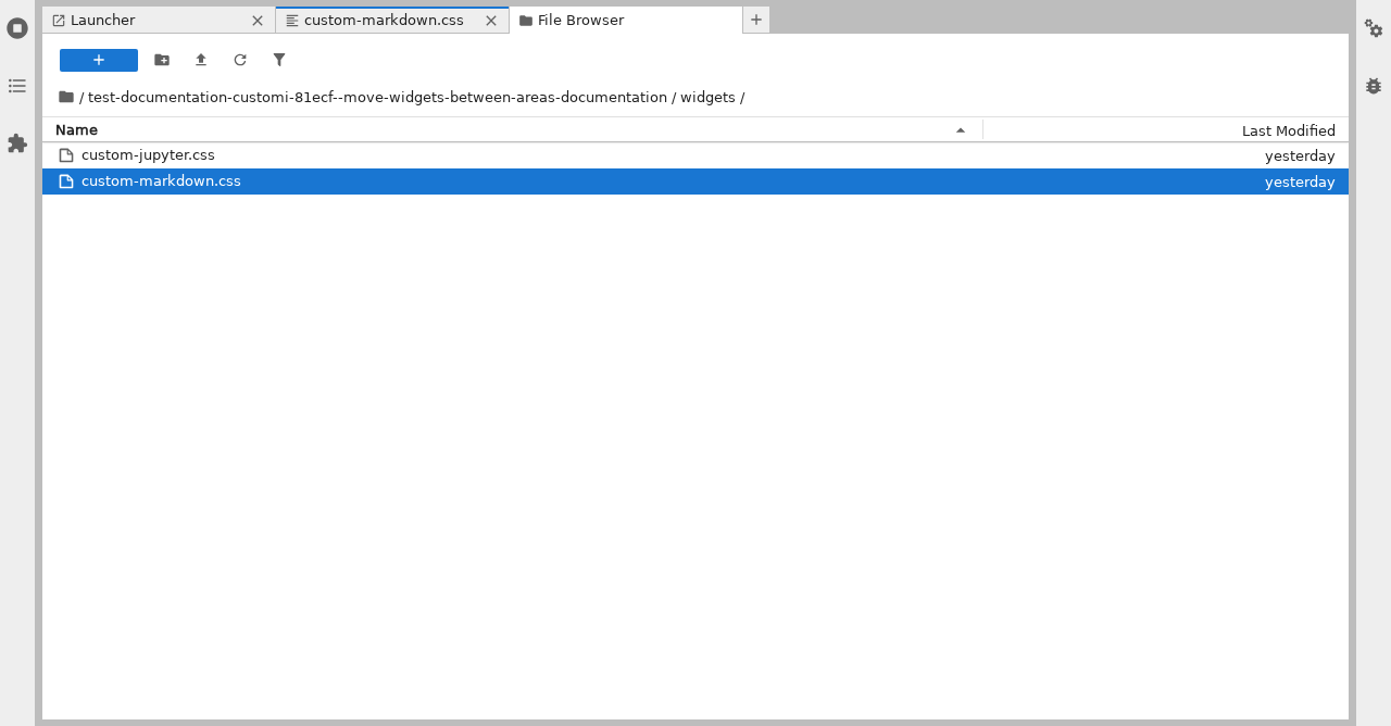 The file browser moved from the left sidebar to the main work area.