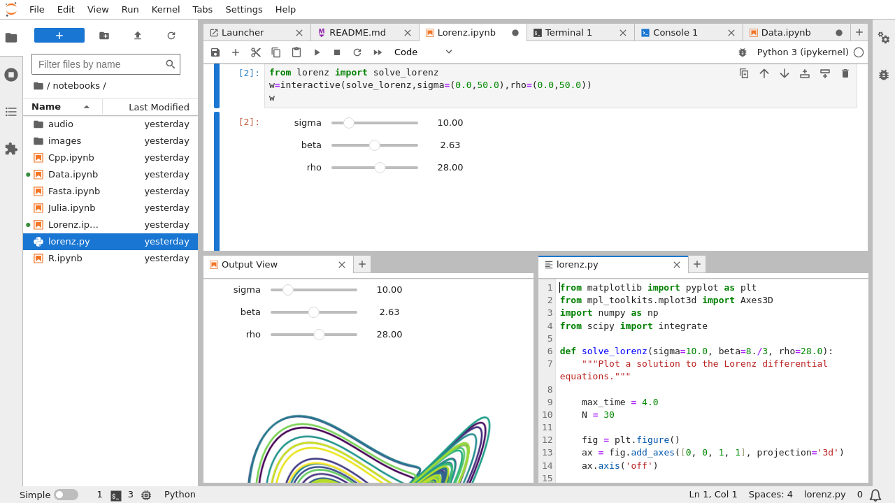 screenshot of jupyterlab software
