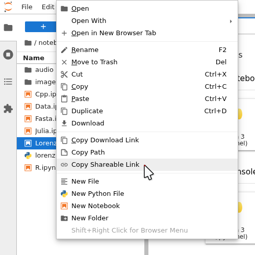 The Copy Shareable Link option in the context menu of a file. Copy Shareable Link is the last entry on the list.